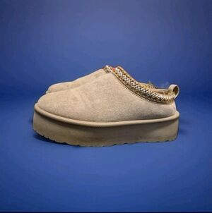 Mudd Beige Platform Mules with Woven Trim